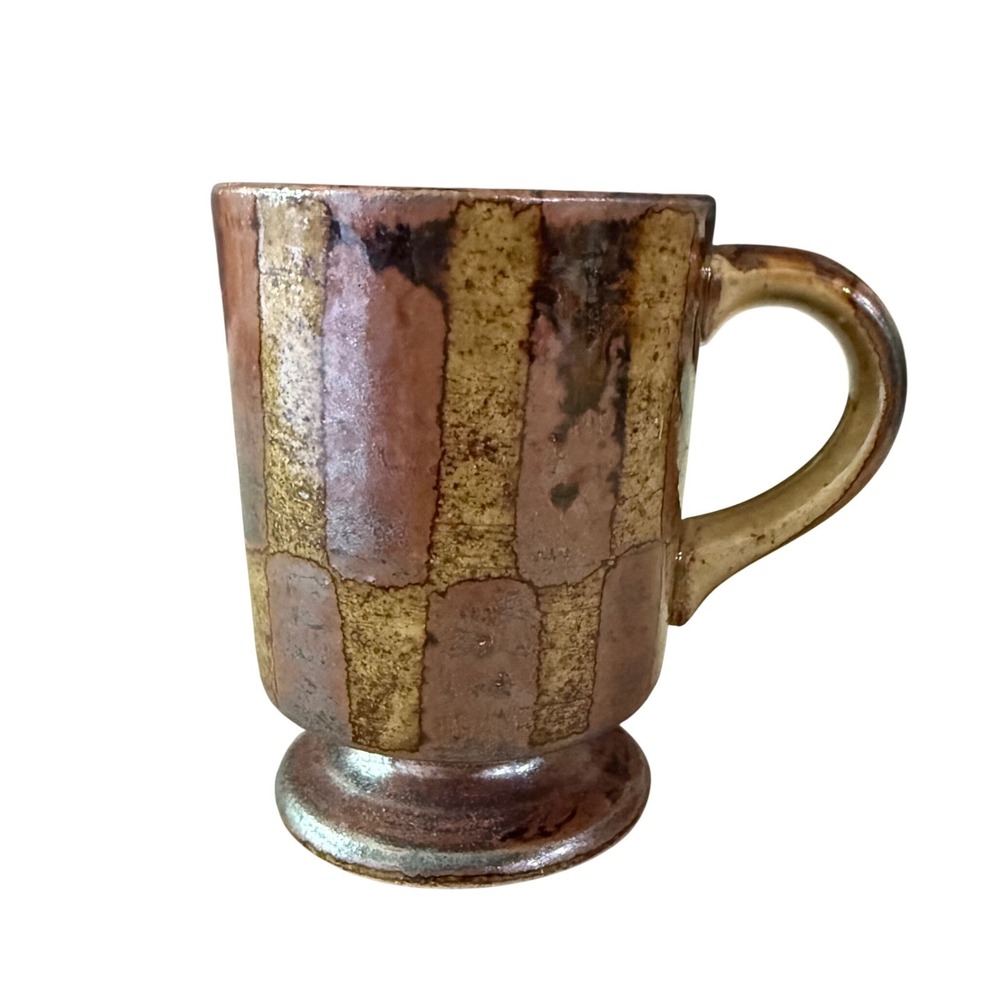 Vintage 70s Mug Otagiri Japan Stoneware Coffee Cup Footed  Earthy Glaze Mid Cent